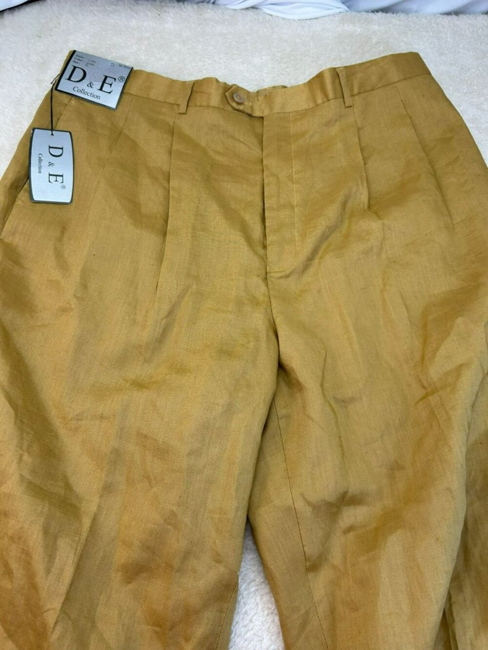D & E Collection Mens Pants Natural Size 40 Linen Straight NWT See Pictures - Picture 4 of 8